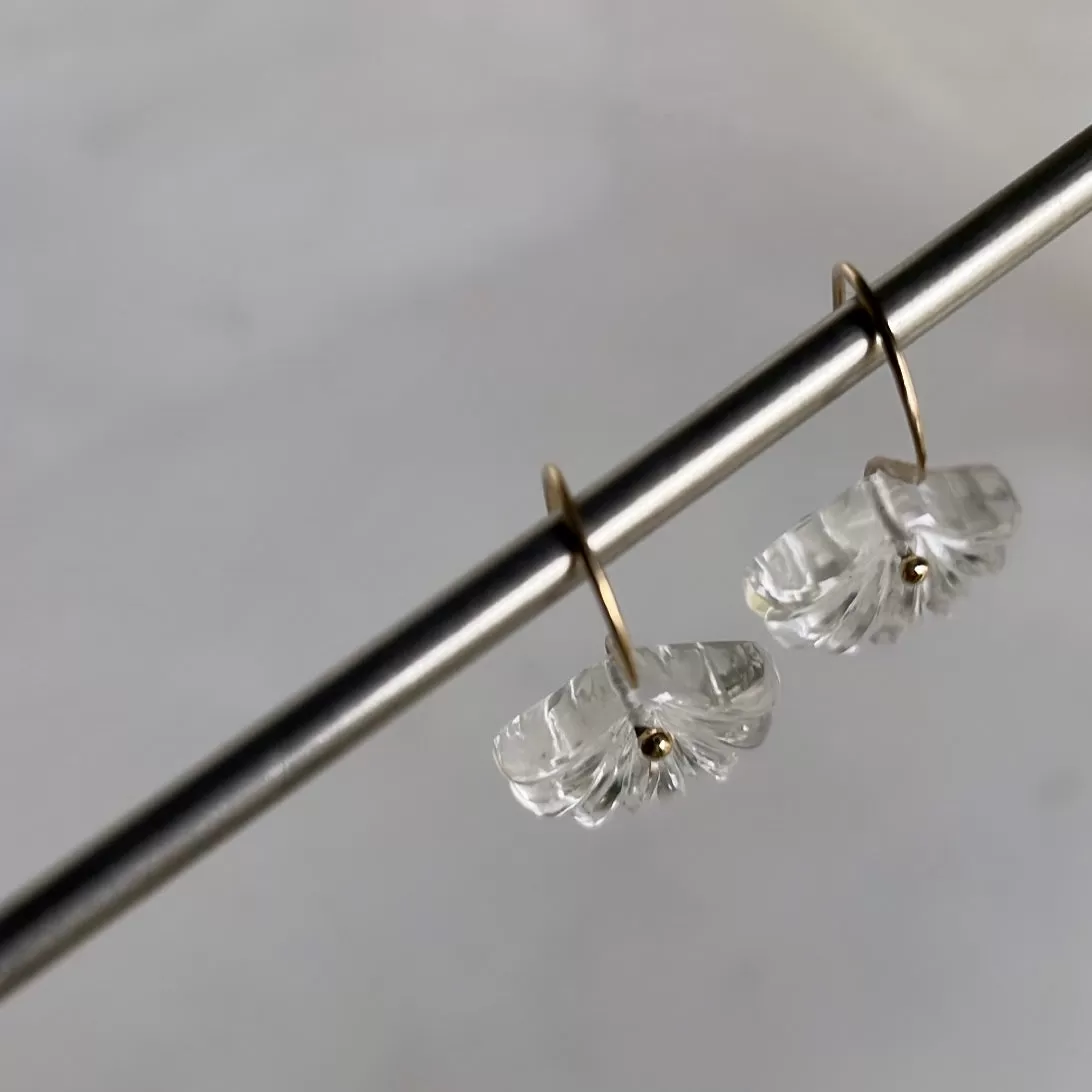 14k Seashell Quartz earrings