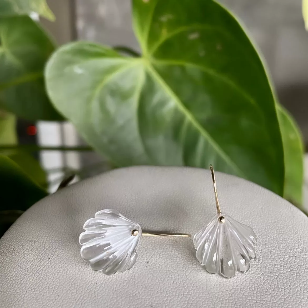 14k Seashell Quartz earrings