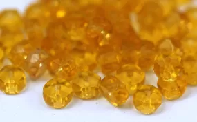 15 Vintage Glass Rondelle Faceted Citrine Yellow Beads  ( 6x3 Mm ) Cv33