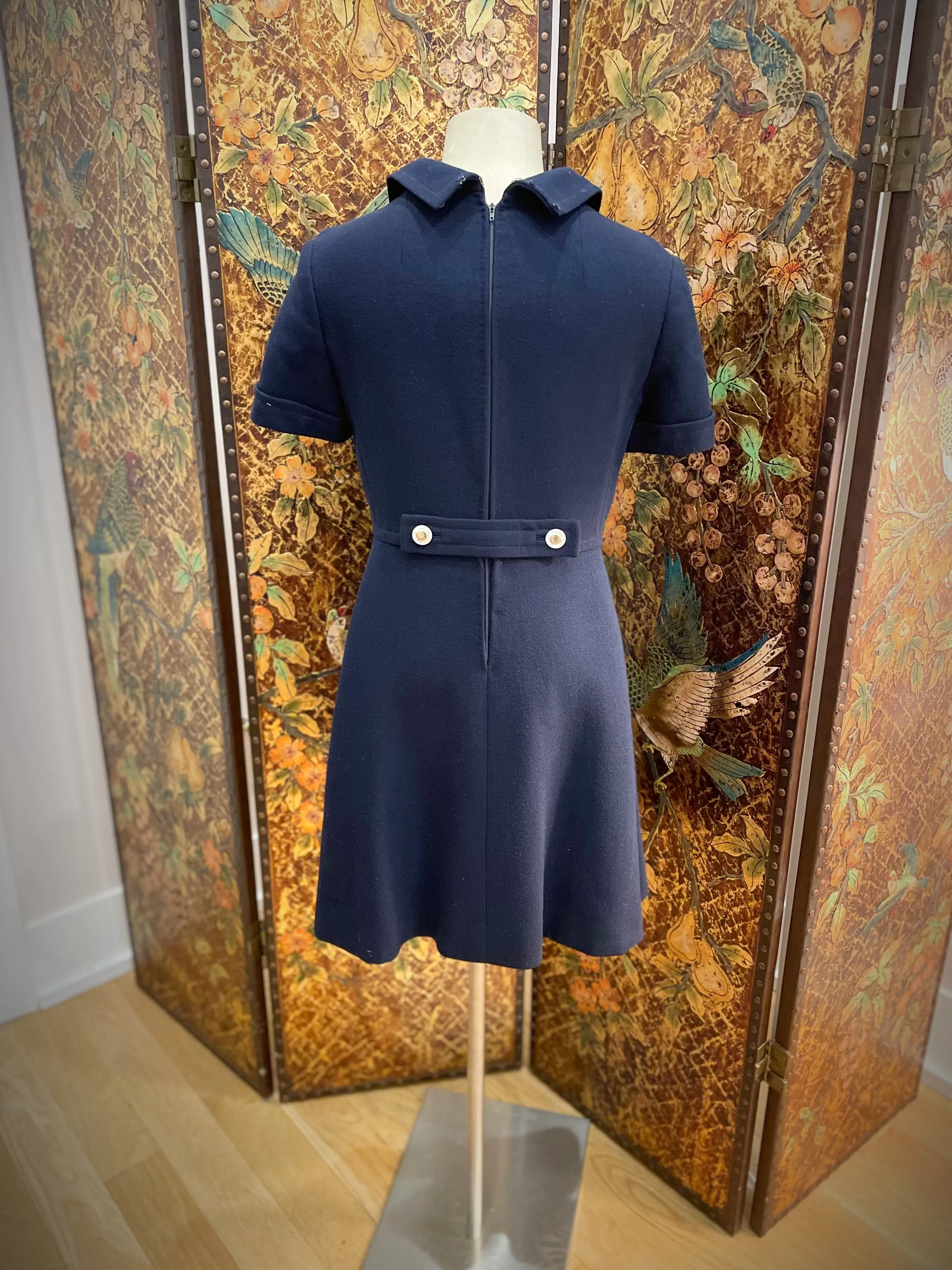 1960s Stanley Korshak Navy Blue Dress