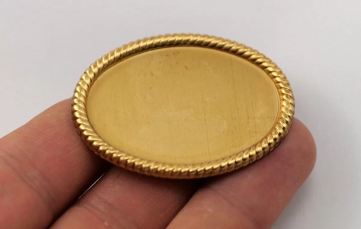 2 Vintage Raw Brass Oval Pendant Setting With (40x30mm) Cameo Base Without Hole L-11