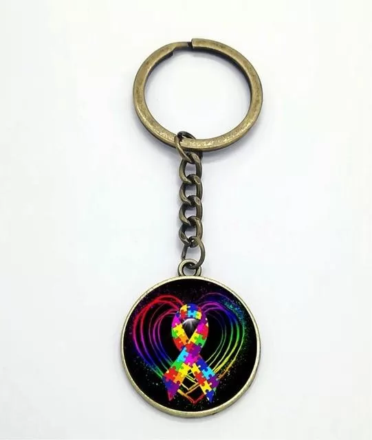 2020 New Charm Fashion Popular Autism Awareness Heart High Quality Keychain