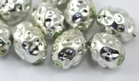 3 Vintage Plastic Silver Beads 19x15 Mm B-16