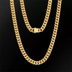 8mm/12mm/14mm Miami Cuban Link Chain with Push Button Clasp in 18K Gold / White Gold