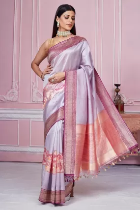 92A180 Lilac Banarasi Saree with Zari Work