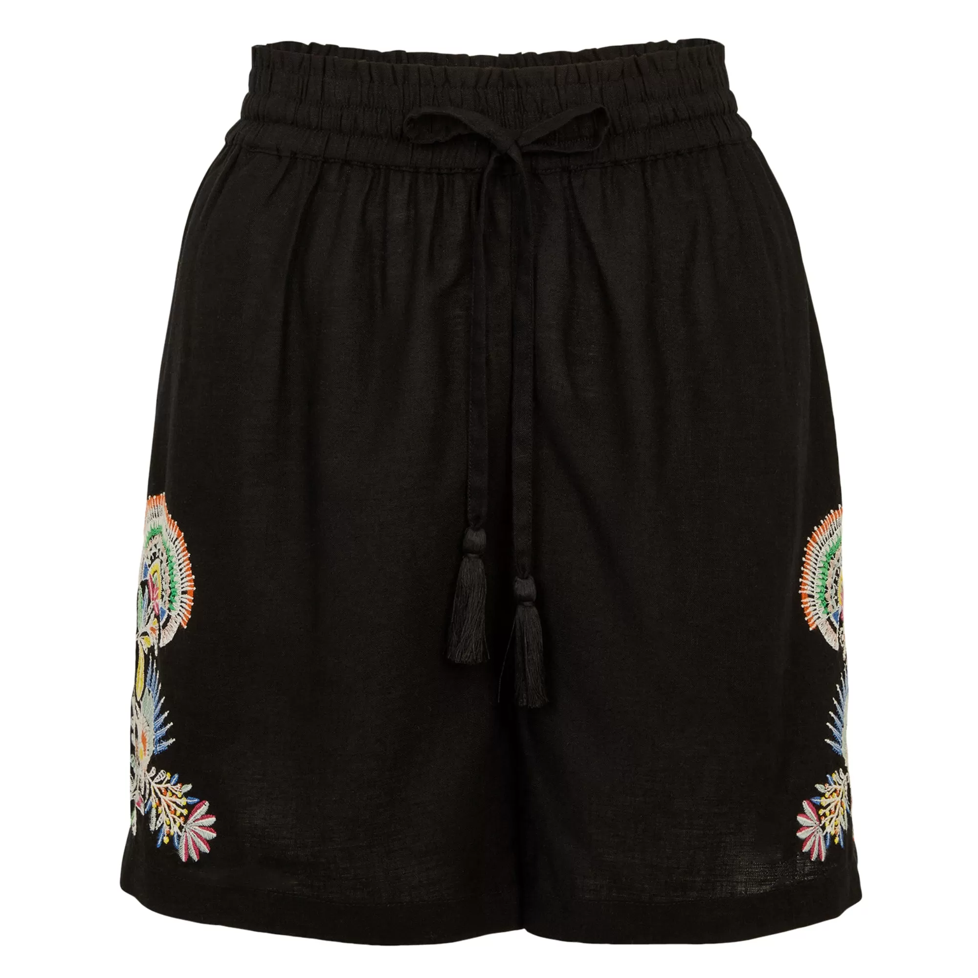 Accessorize London Women's Black Embroidered Shorts Small