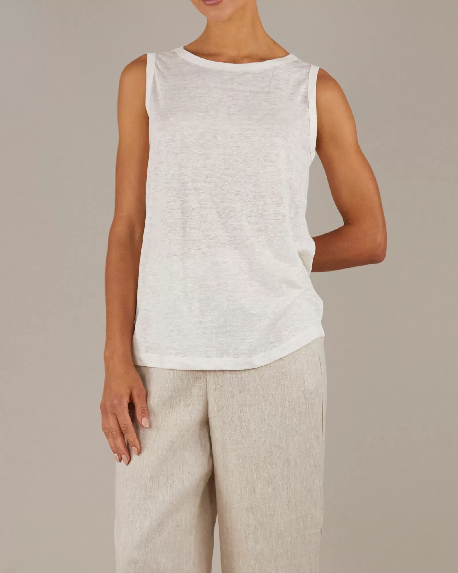 Aceline Linen Jersey Tank - Ivory