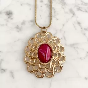 AGNES statement gold and fuchsia pendant