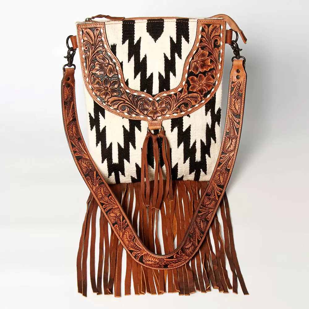 American Darling Conceal Carry Black & White Aztec Fringe Purse