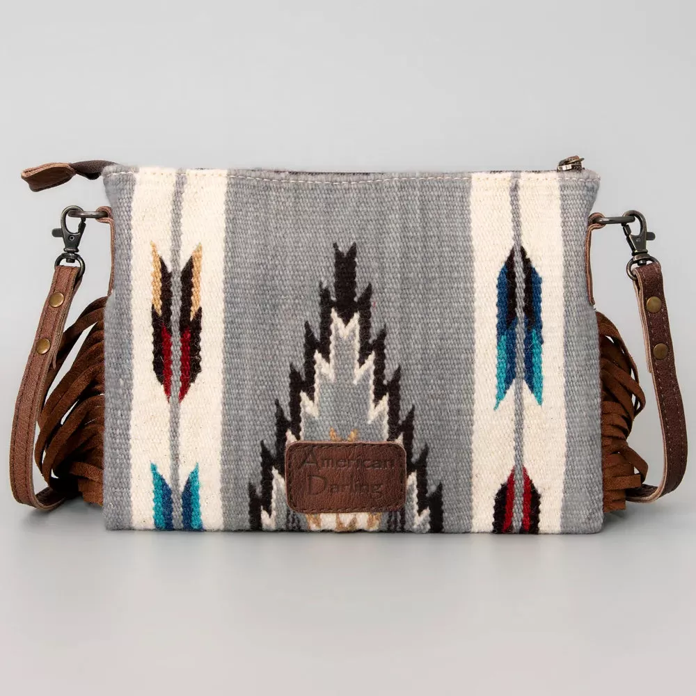 American Darling Gray Blanket Fringe Crossbody