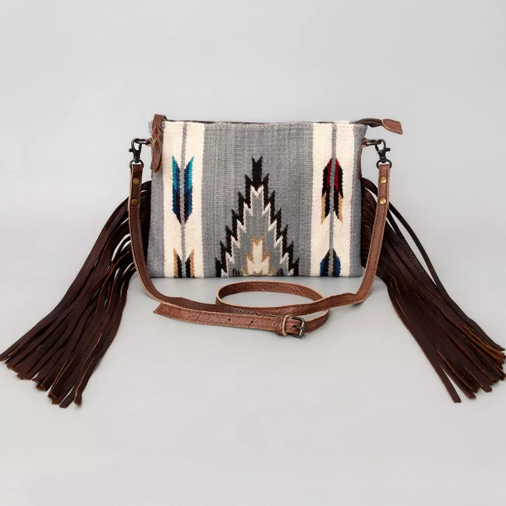 American Darling Gray Blanket Fringe Crossbody