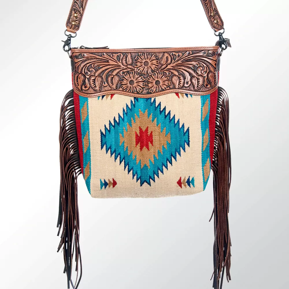 American Darling Tri Colored Blanket & Tooled Leather Purse