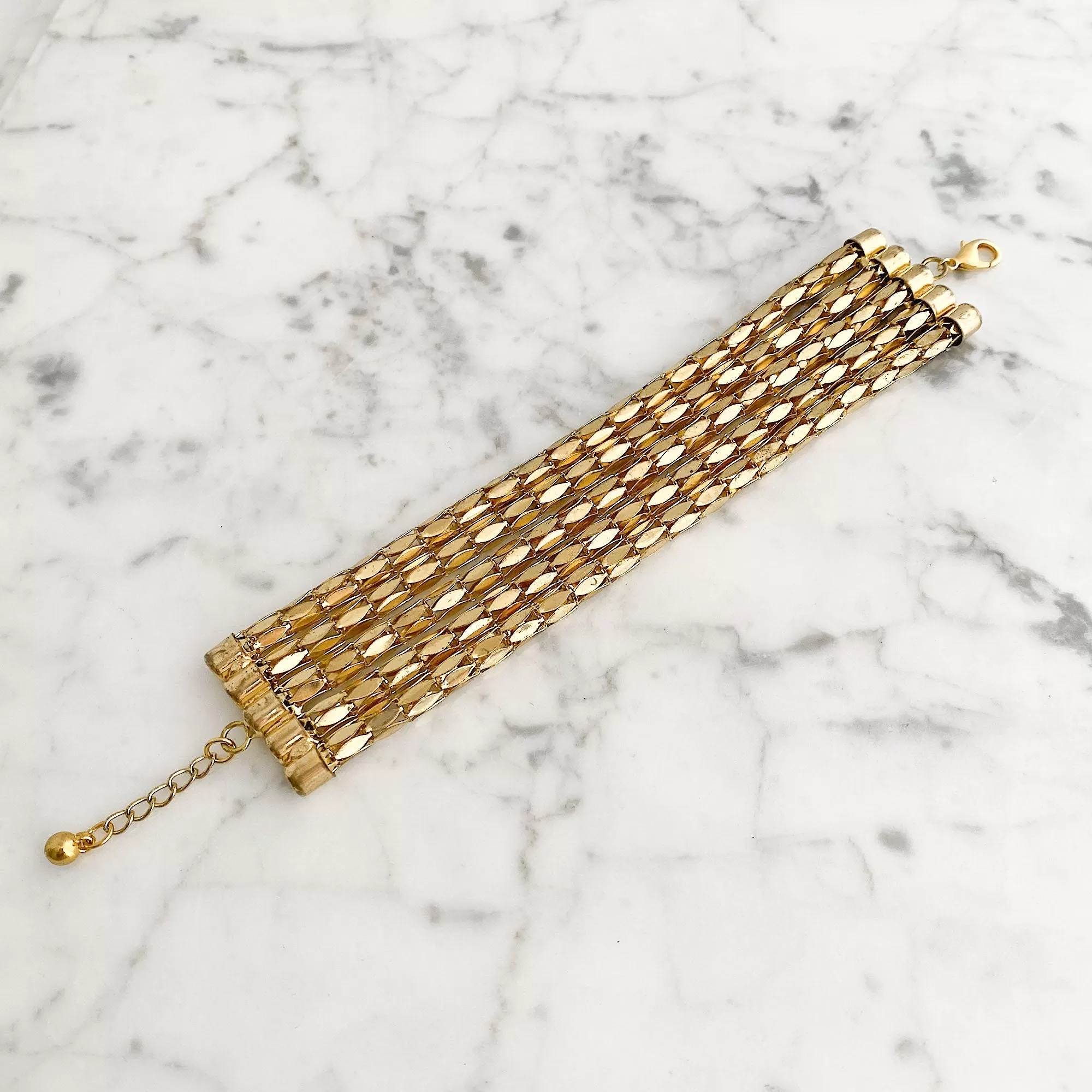 AMILA wide gold mesh chain bracelet