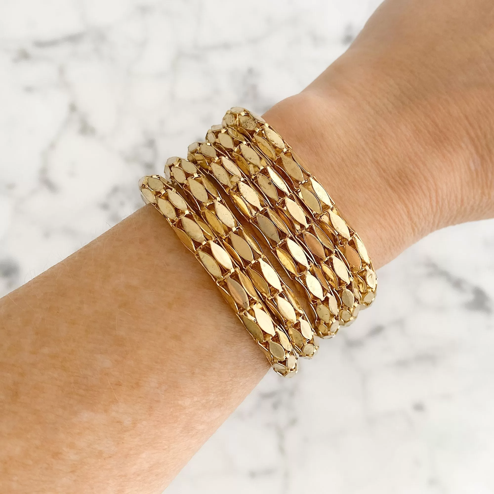 AMILA wide gold mesh chain bracelet