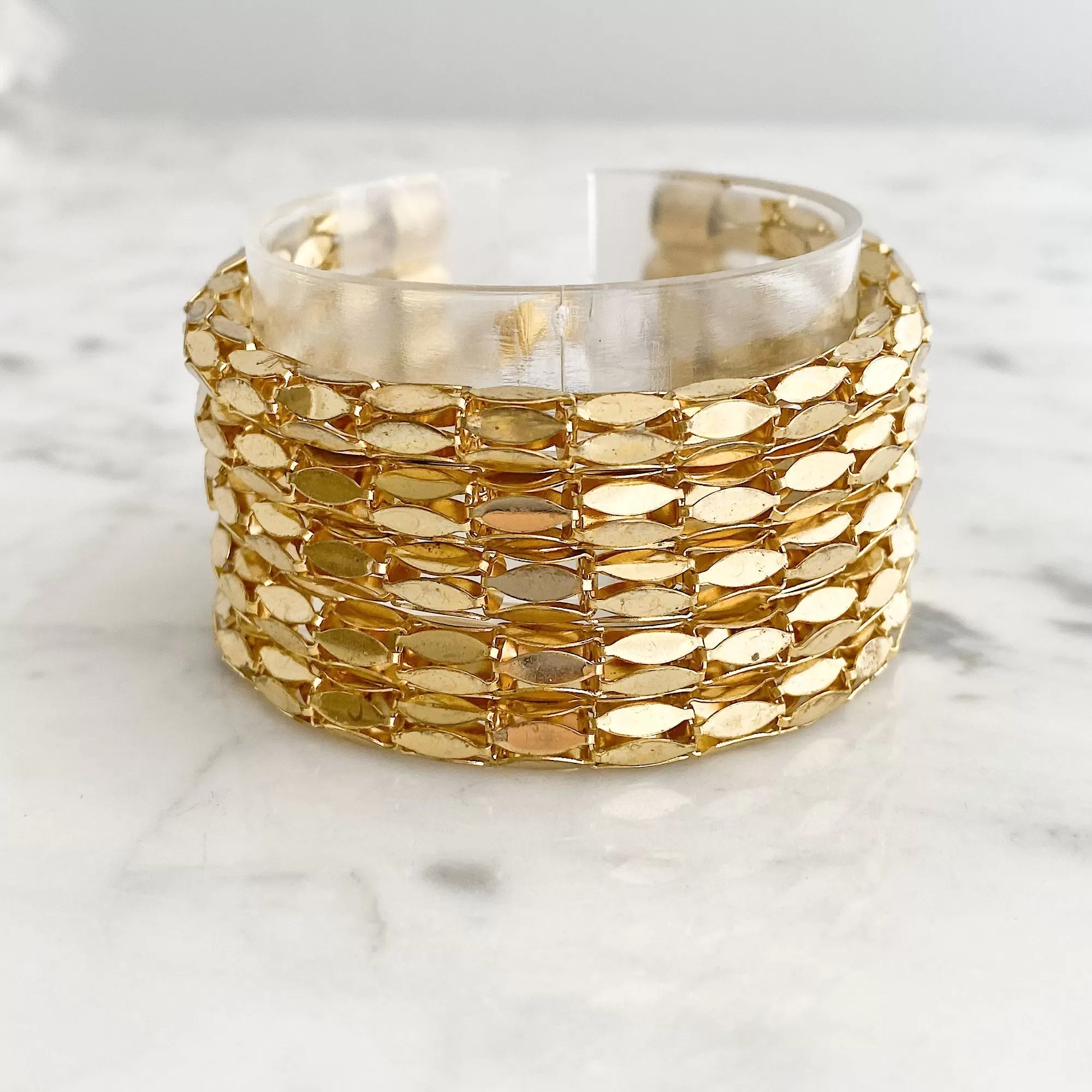 AMILA wide gold mesh chain bracelet