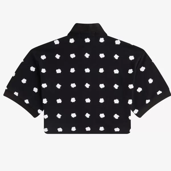 Amy Winehouse Black Spot Print Piqué Crop Top Shirt