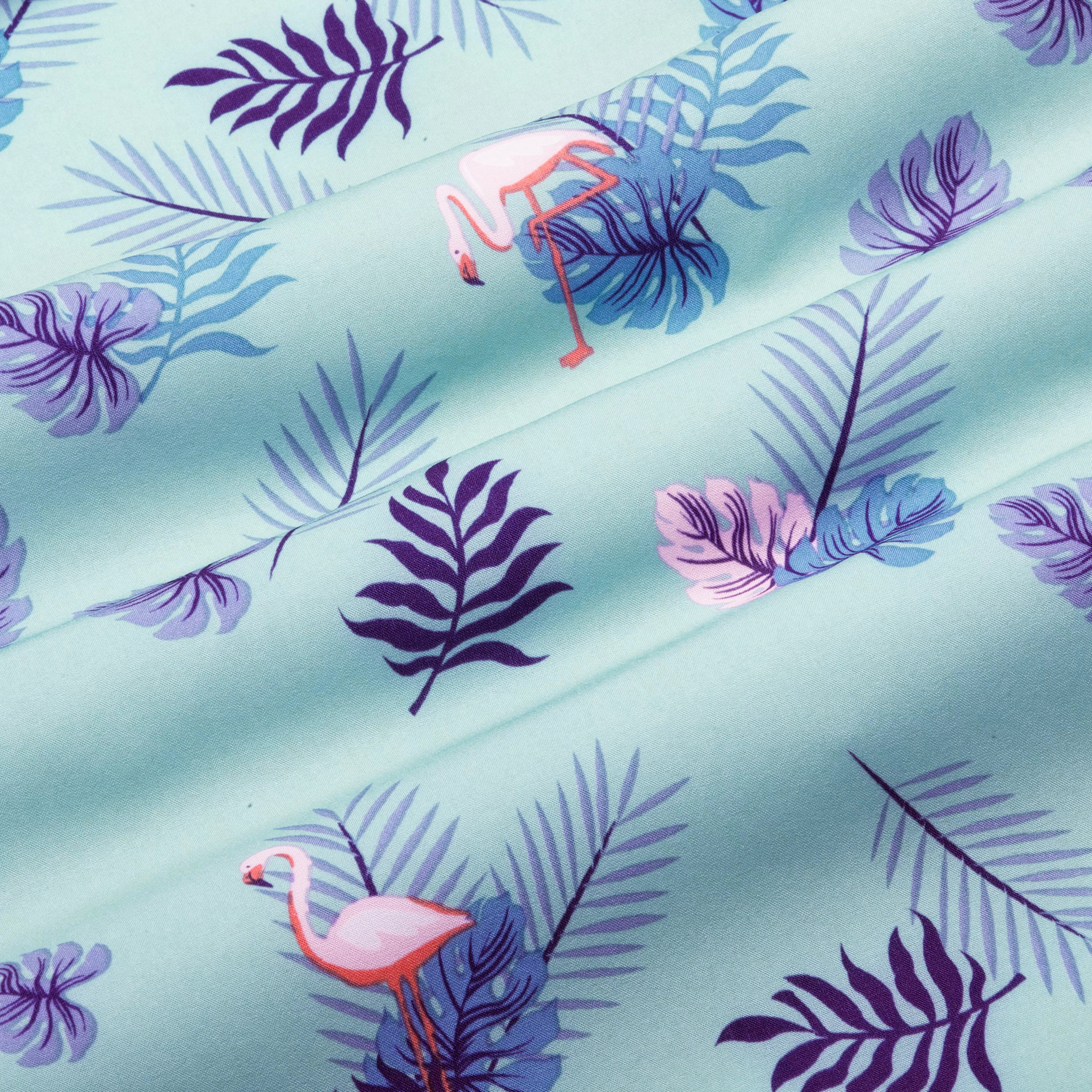 Aqua Pink Flamingo Print