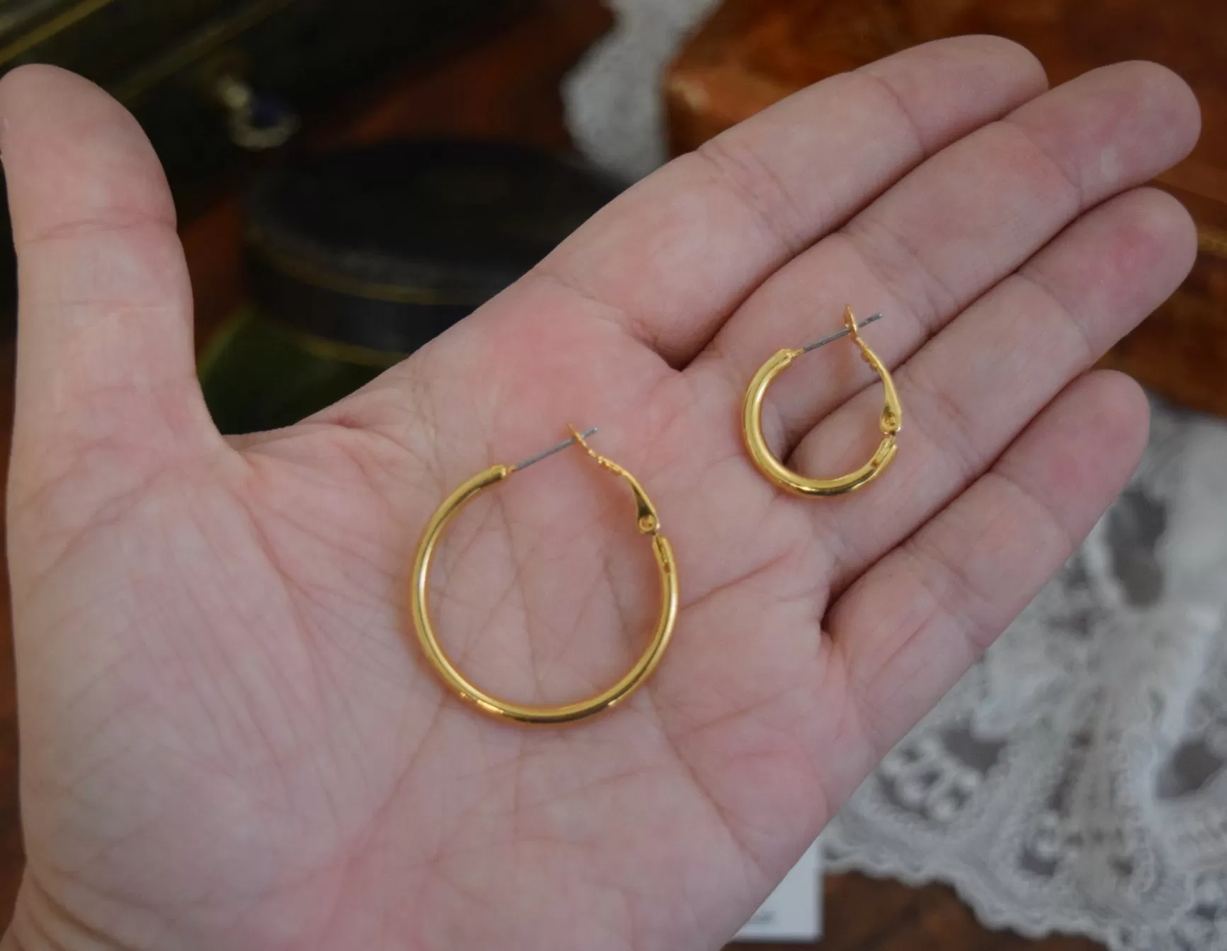 Basic Golden Hoop Earrings - Large or Small