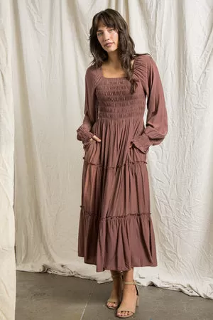 Bella Elegant Dress in Dark Mauve