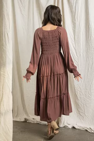 Bella Elegant Dress in Dark Mauve