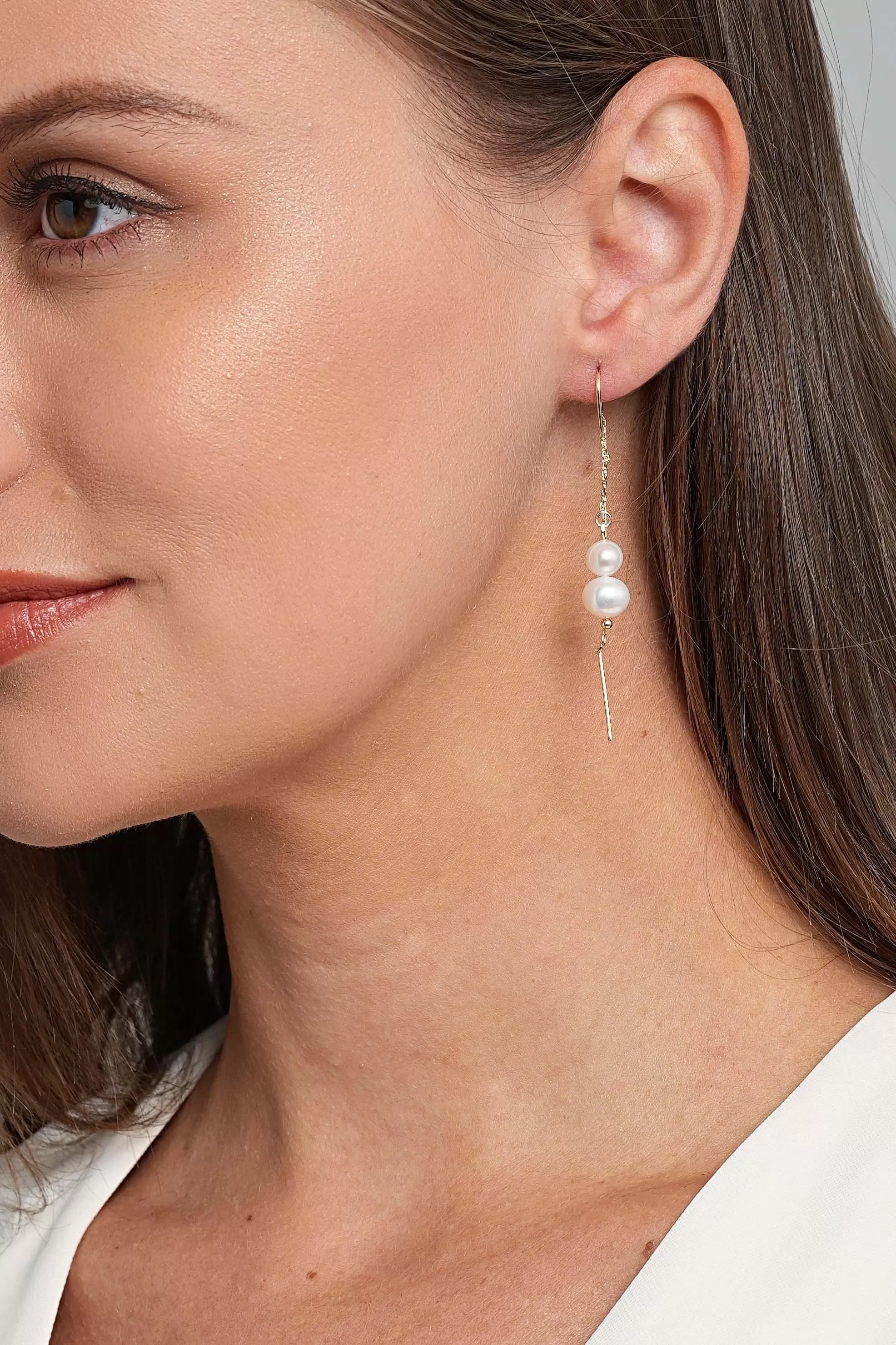 Bella Pearl Threader Earrings