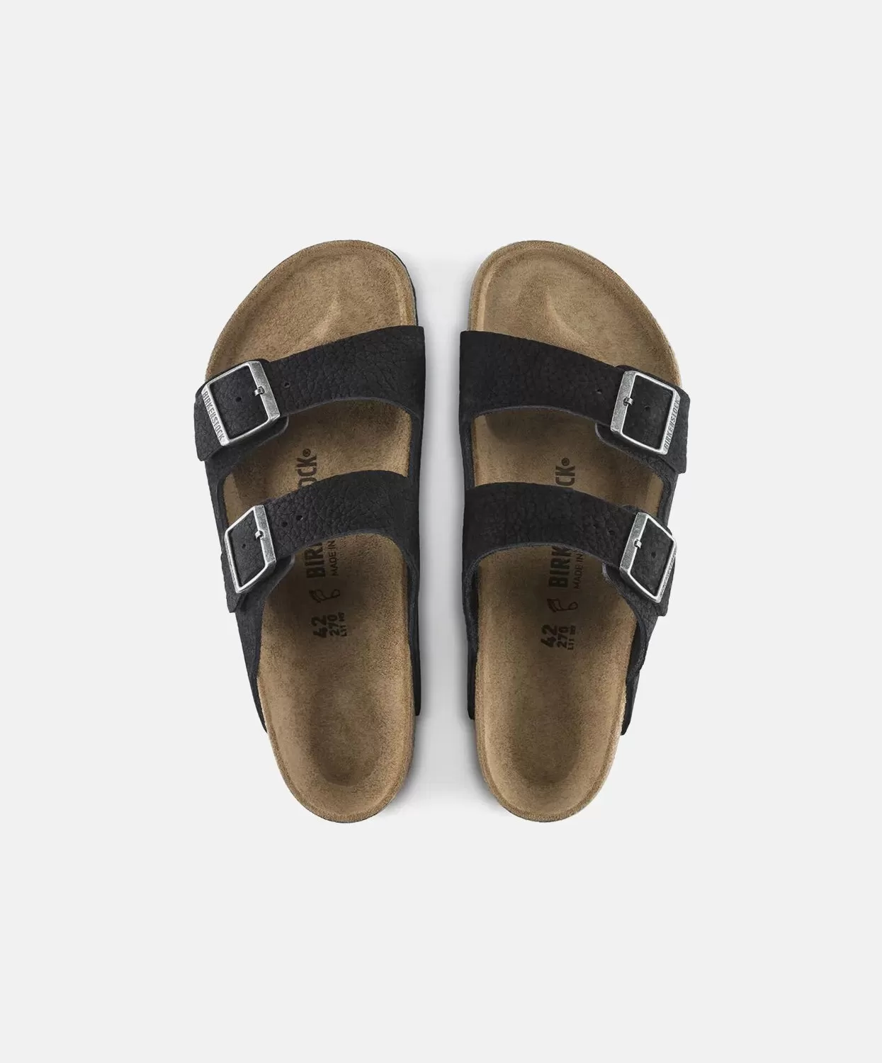 Birkenstock Arizona Nubuck Leather Desert Buck Black Sandals