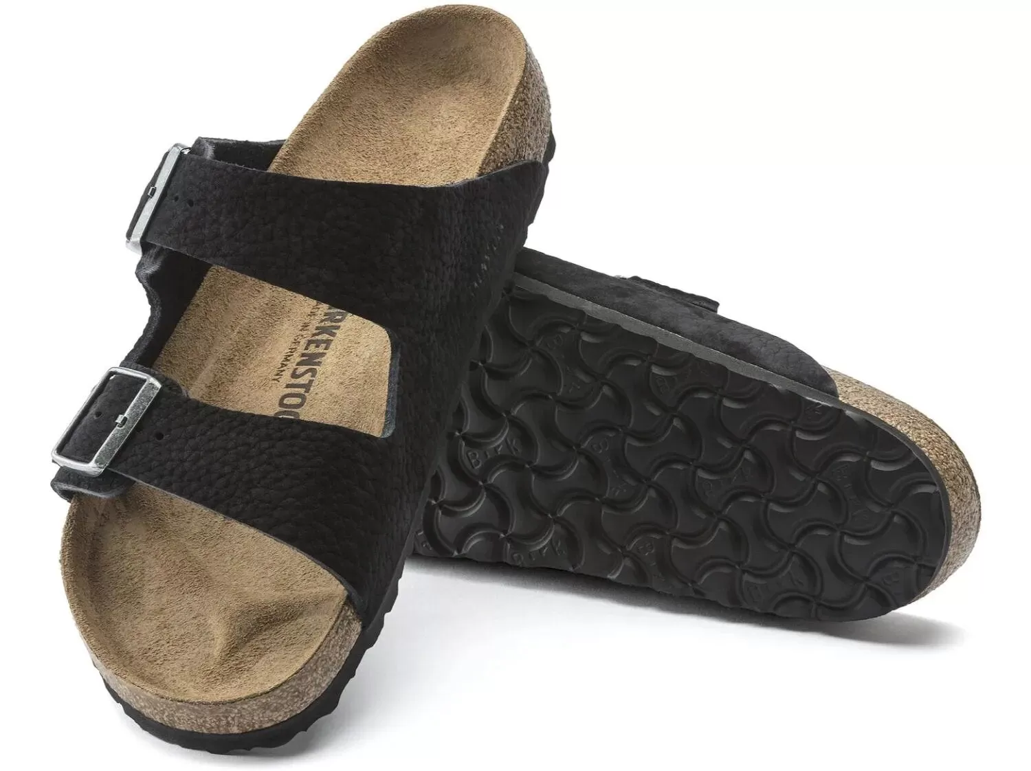 Birkenstock Arizona Nubuck Leather Desert Buck Black Sandals