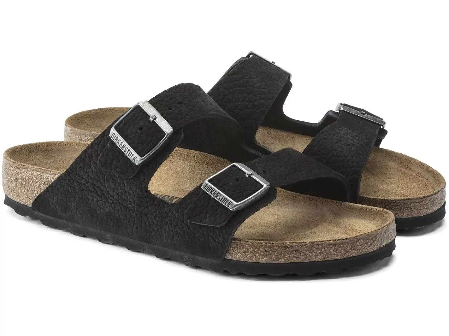 Birkenstock Arizona Nubuck Leather Desert Buck Black Sandals