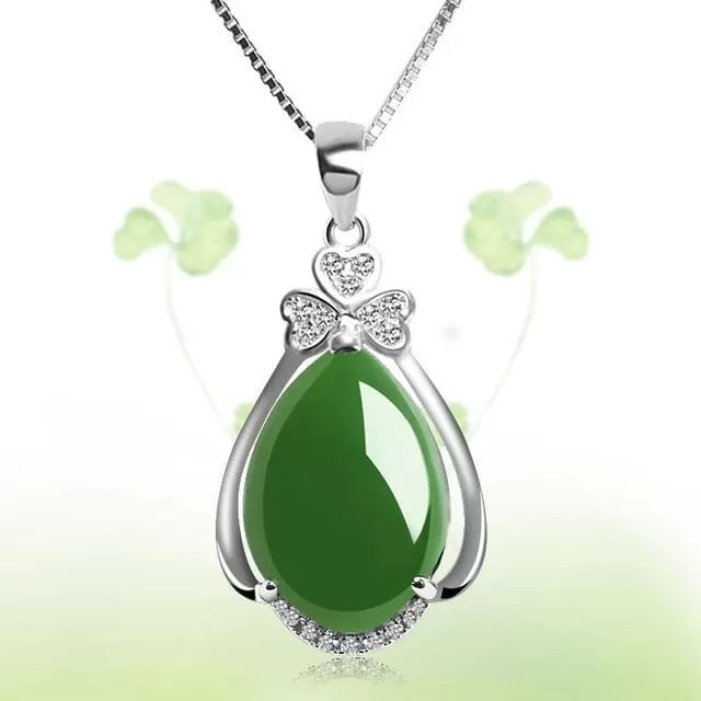 Bizuteria Pear-Shaped Emerald Pendant - 925 Sterling Silver