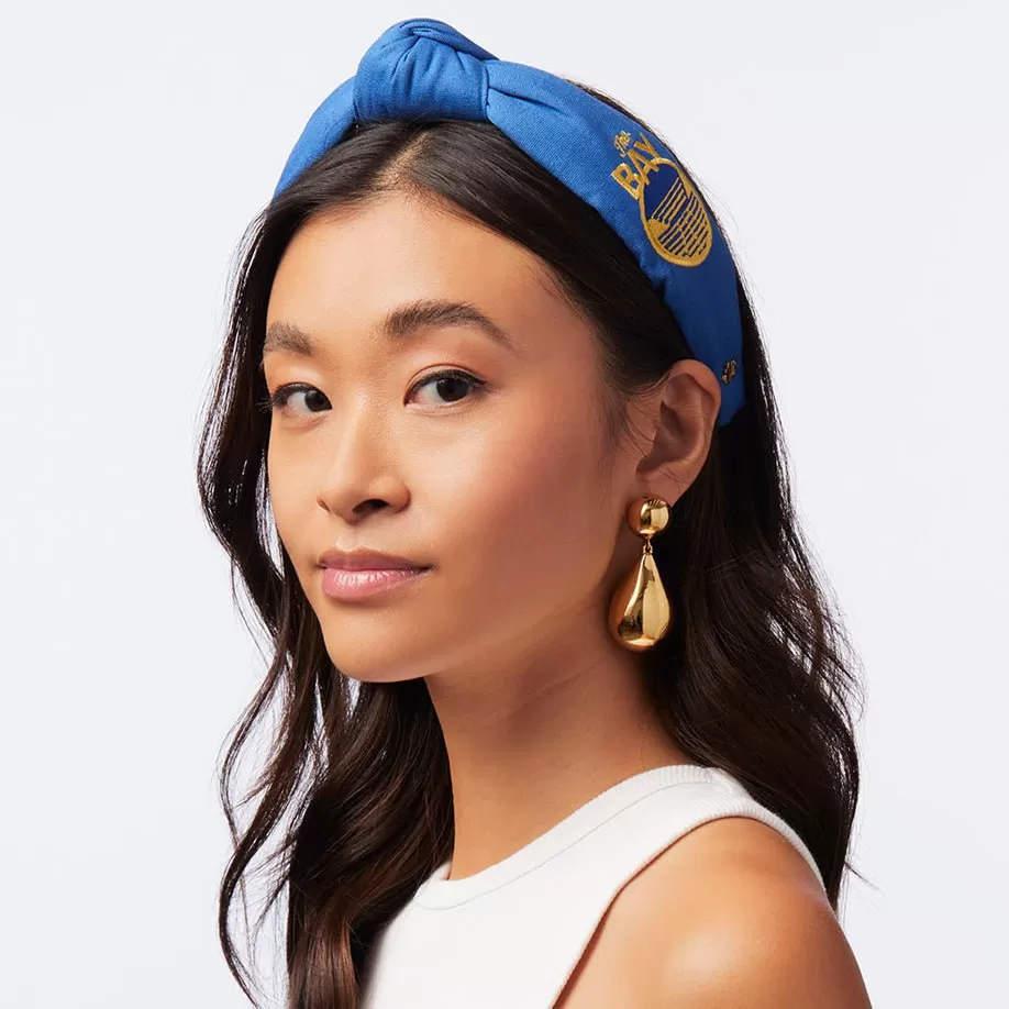 BLUE GOLDEN STATE WARRIORS EMBROIDERED KNOTTED HEADBAND