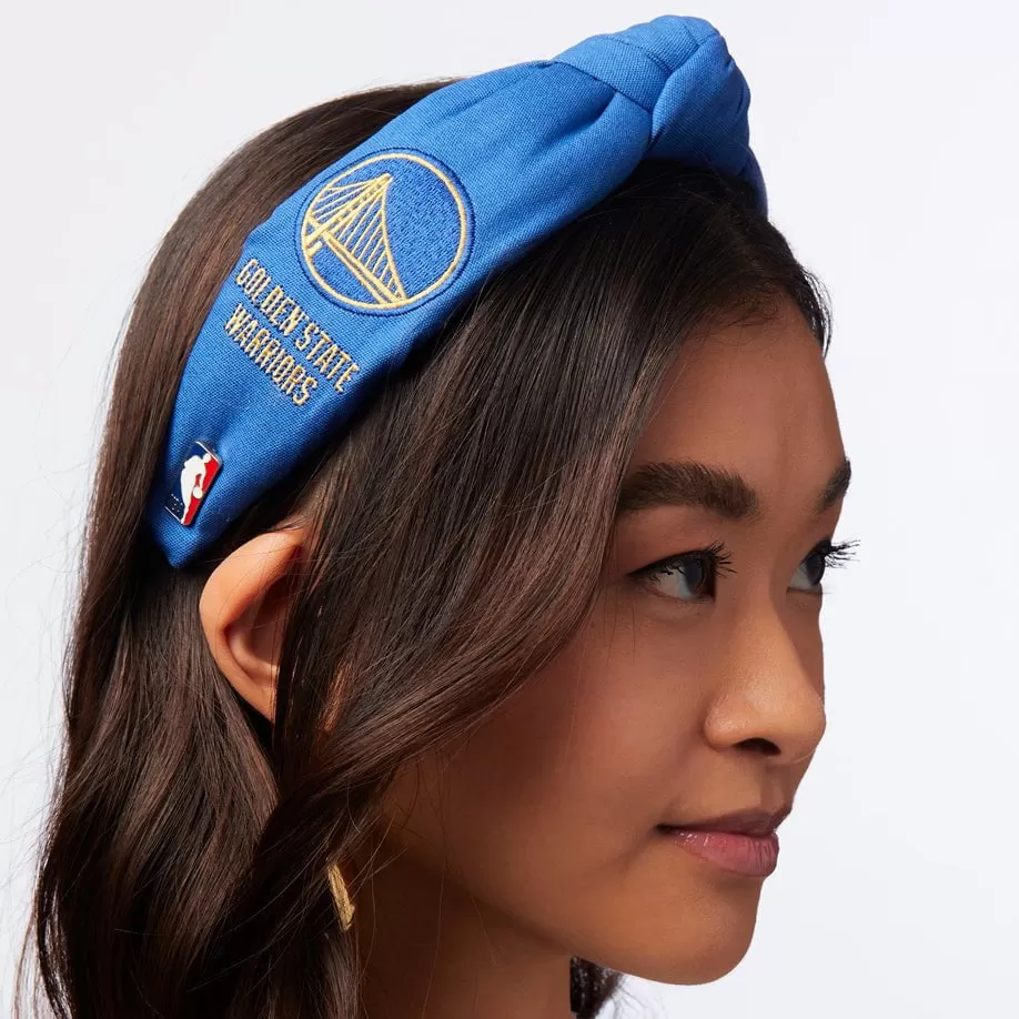 BLUE GOLDEN STATE WARRIORS EMBROIDERED KNOTTED HEADBAND