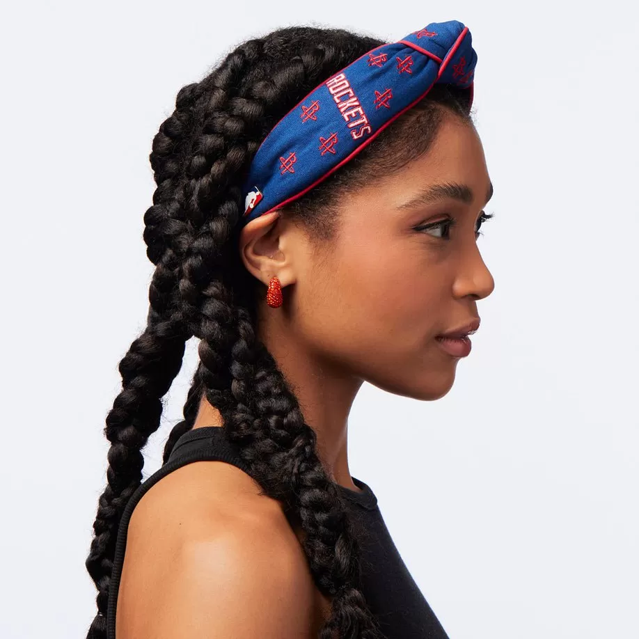 BLUE HOUSTON ROCKETS EMBROIDERED KNOTTED HEADBAND