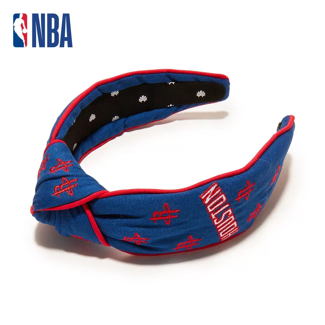 BLUE HOUSTON ROCKETS EMBROIDERED KNOTTED HEADBAND