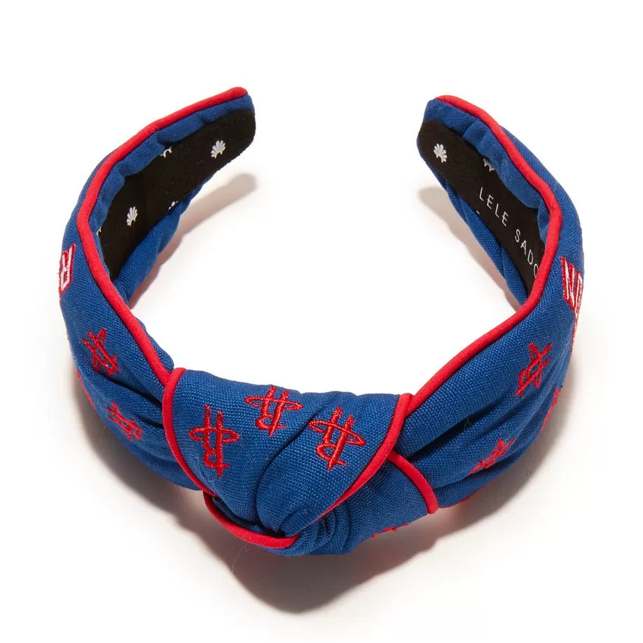 BLUE HOUSTON ROCKETS EMBROIDERED KNOTTED HEADBAND