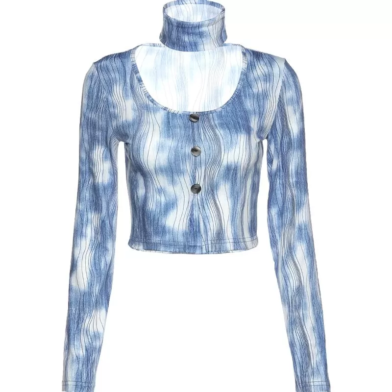 Blue Tie Dye Cardigan Blouse SD00693