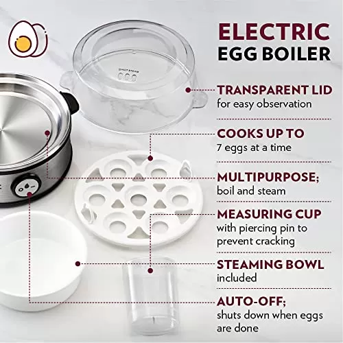 Borosil Electric Egg Boiler, 7 Egg Cooker