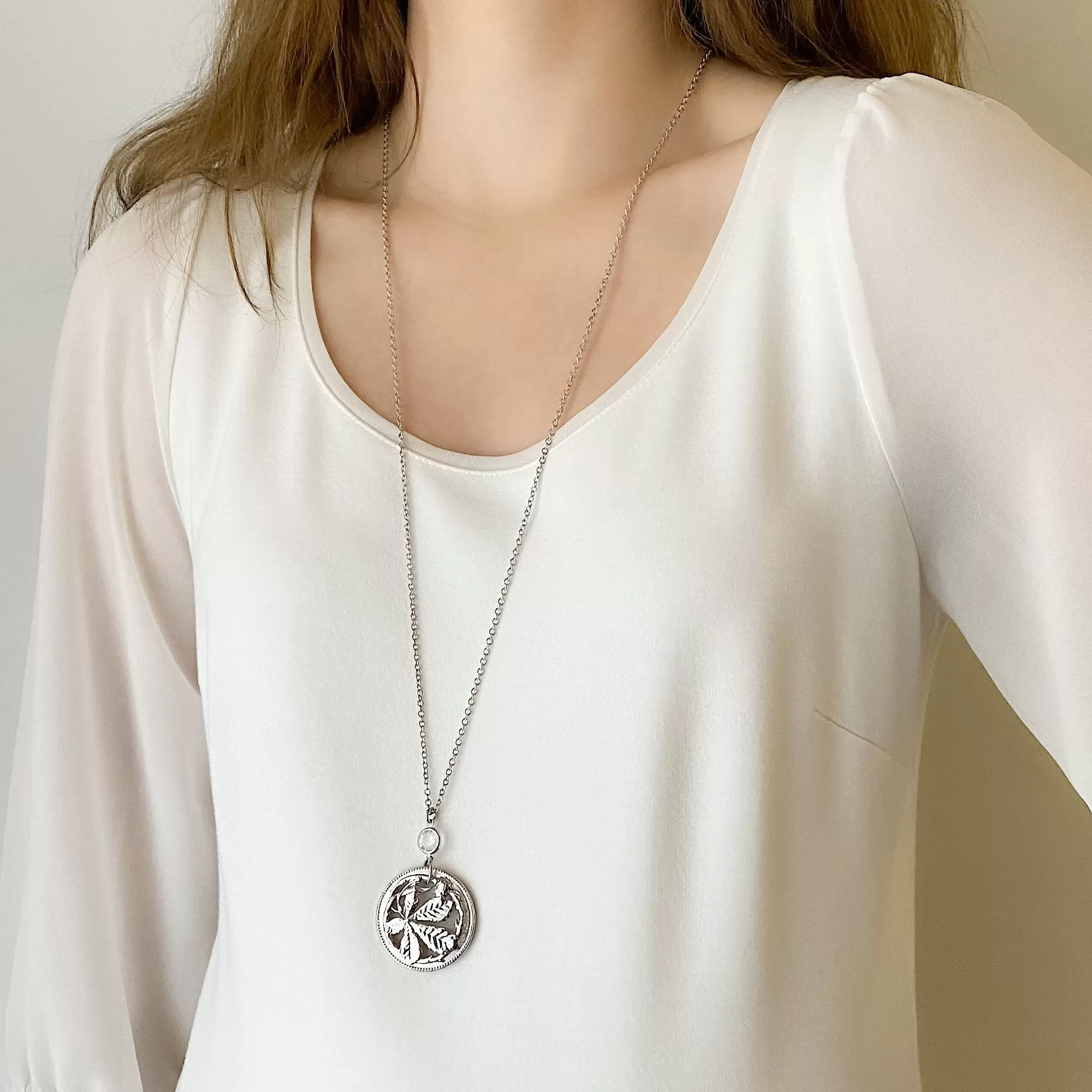 BOUTON silver plated french button necklace