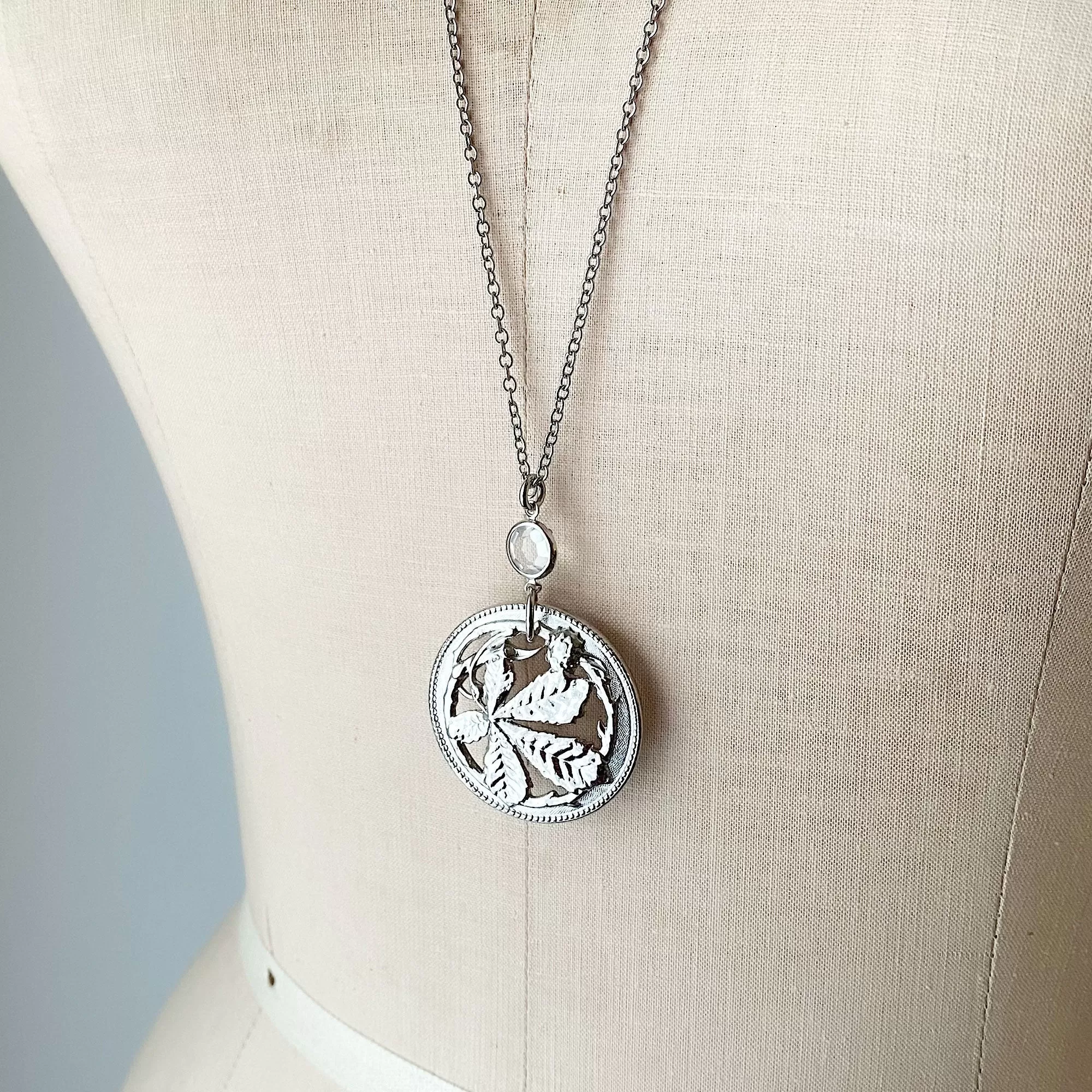 BOUTON silver plated french button necklace