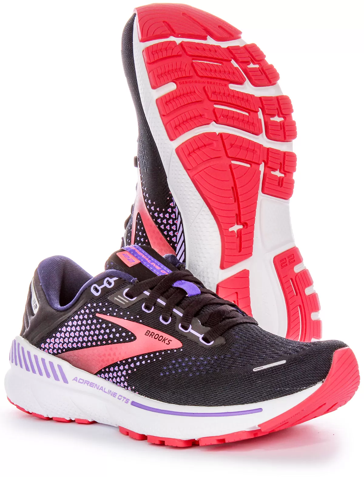 Brooks Adrenaline GTS In Black Purple For Women | Medium Fit