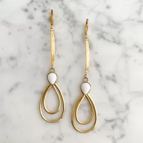 CAMDEN gold and white long teardrop earrings