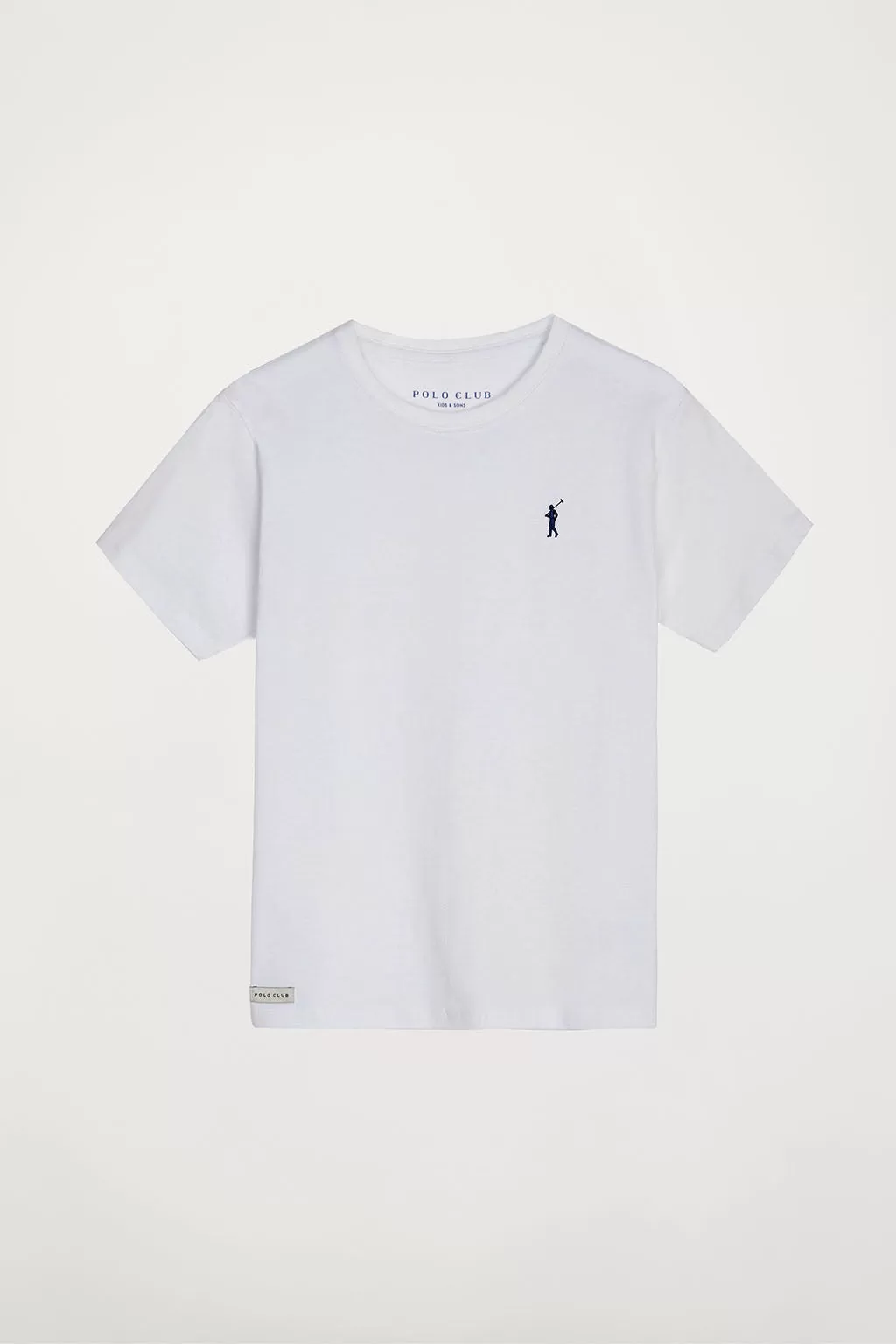 Camiseta blanca con pequeño logo bordado