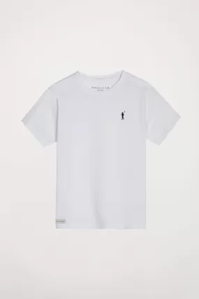 Camiseta blanca con pequeño logo bordado