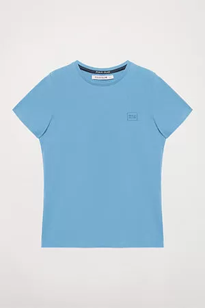 Camiseta básica azul de manga corta con logo Polo Club