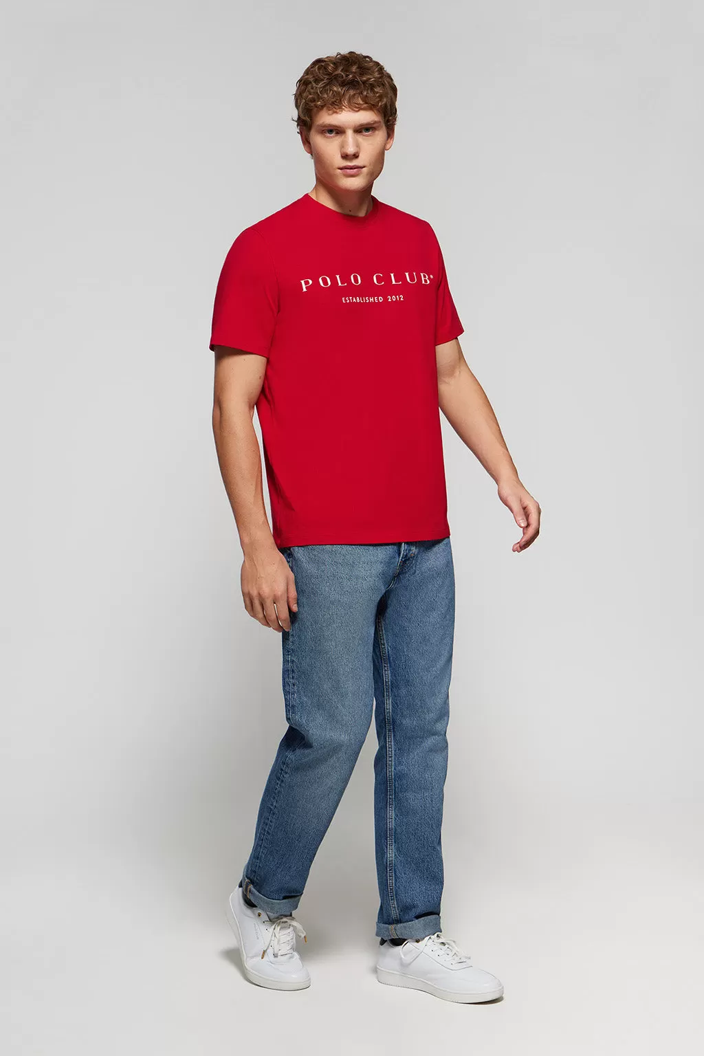 Camiseta básica roja con print icónico Polo Club