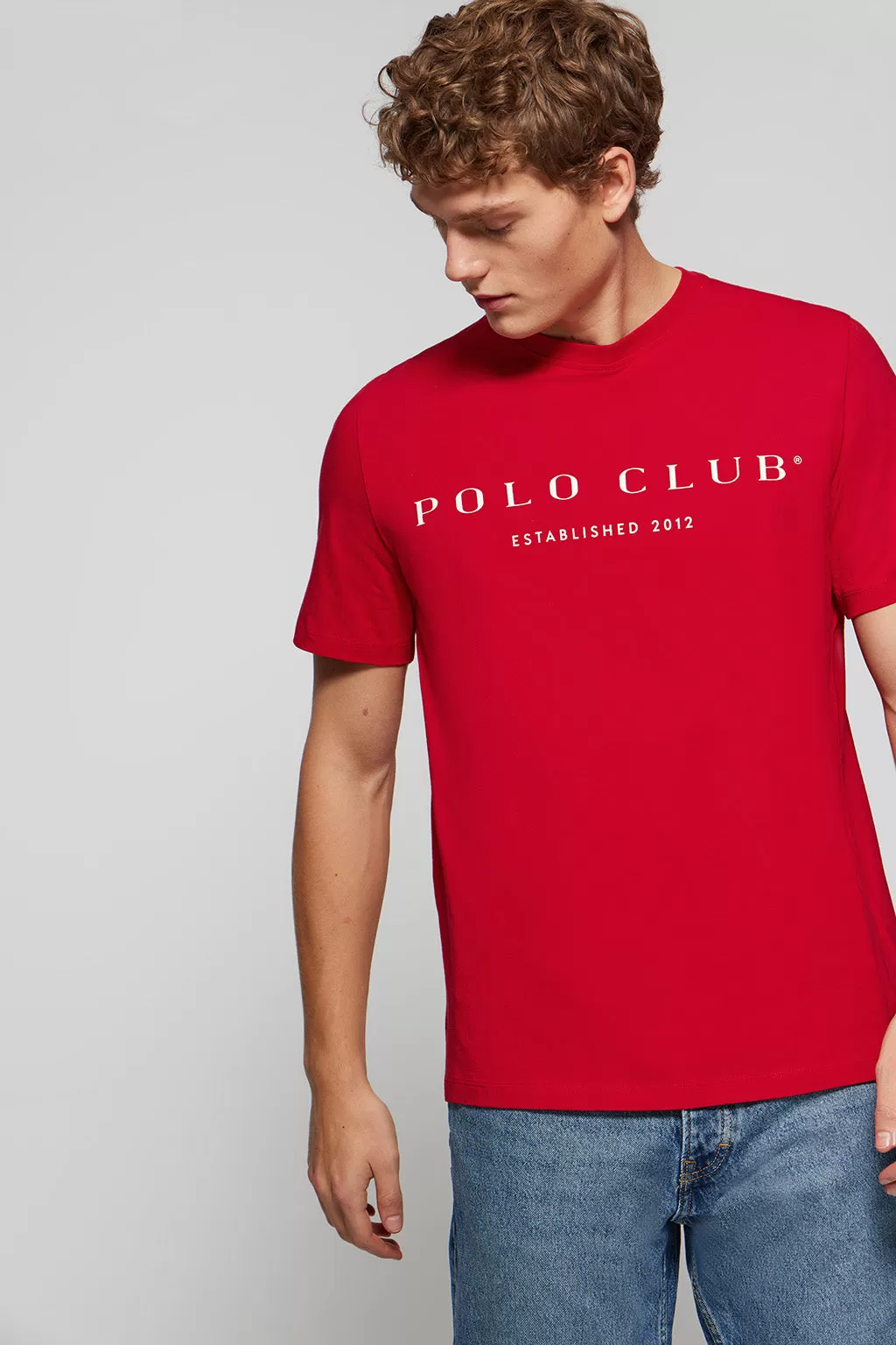 Camiseta básica roja con print icónico Polo Club