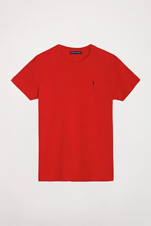 Camiseta básica roja de algodón con logo Rigby Go