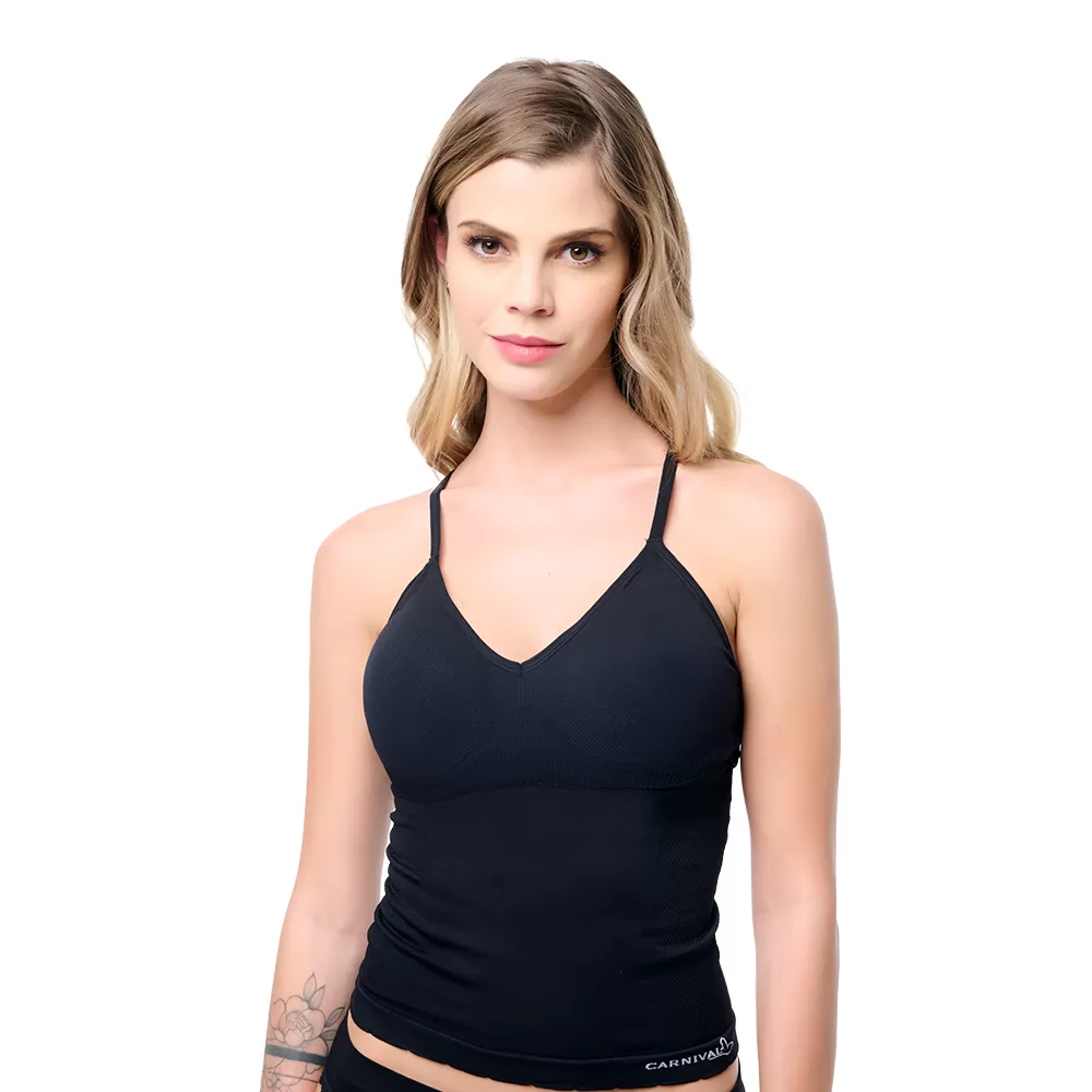 Camiseta control con tirantes ajustables sin costuras negra 5365 Carnival