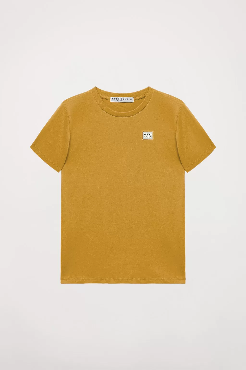 Camiseta orgánica de manga corta ocre Neutrals kids con logo