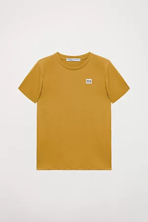 Camiseta orgánica de manga corta ocre Neutrals kids con logo