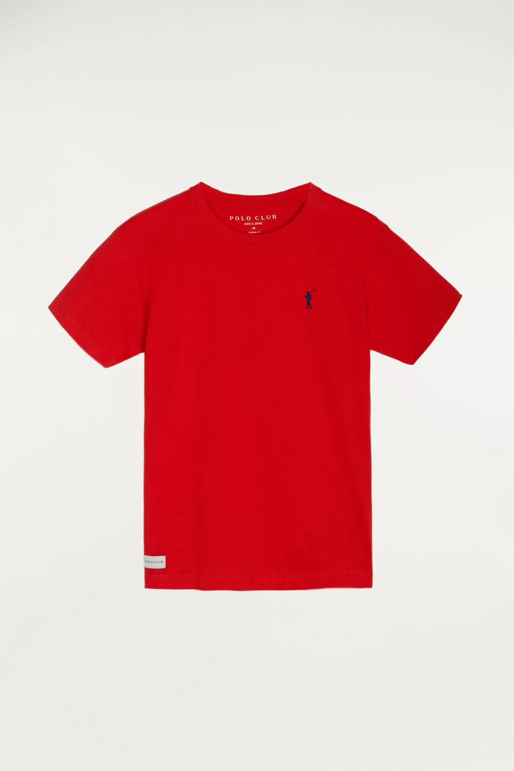 Camiseta roja con pequeño logo bordado